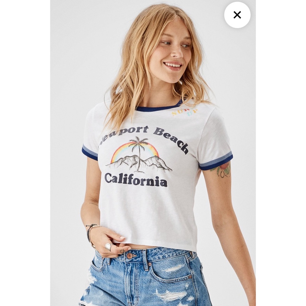 American Eagle Graphic Ringer Tee NWT
